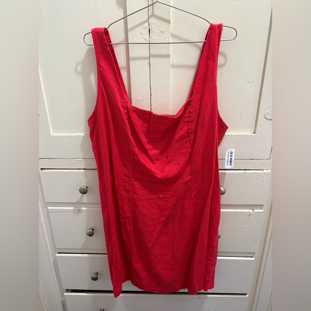 NWT Old Navy 2X Red Linen-Blend Sleeveless Mini Dress